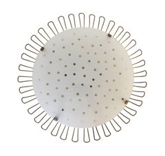 1950 Germany Kaiser Sunflower Flush Mount Sconce in vetro e ottone di Karl Walther