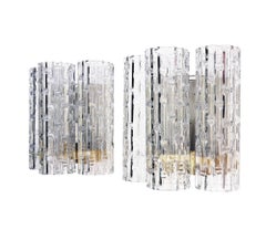 1960 Germany Doria Wall Sconces Murano Glass Tubes, Set of 2