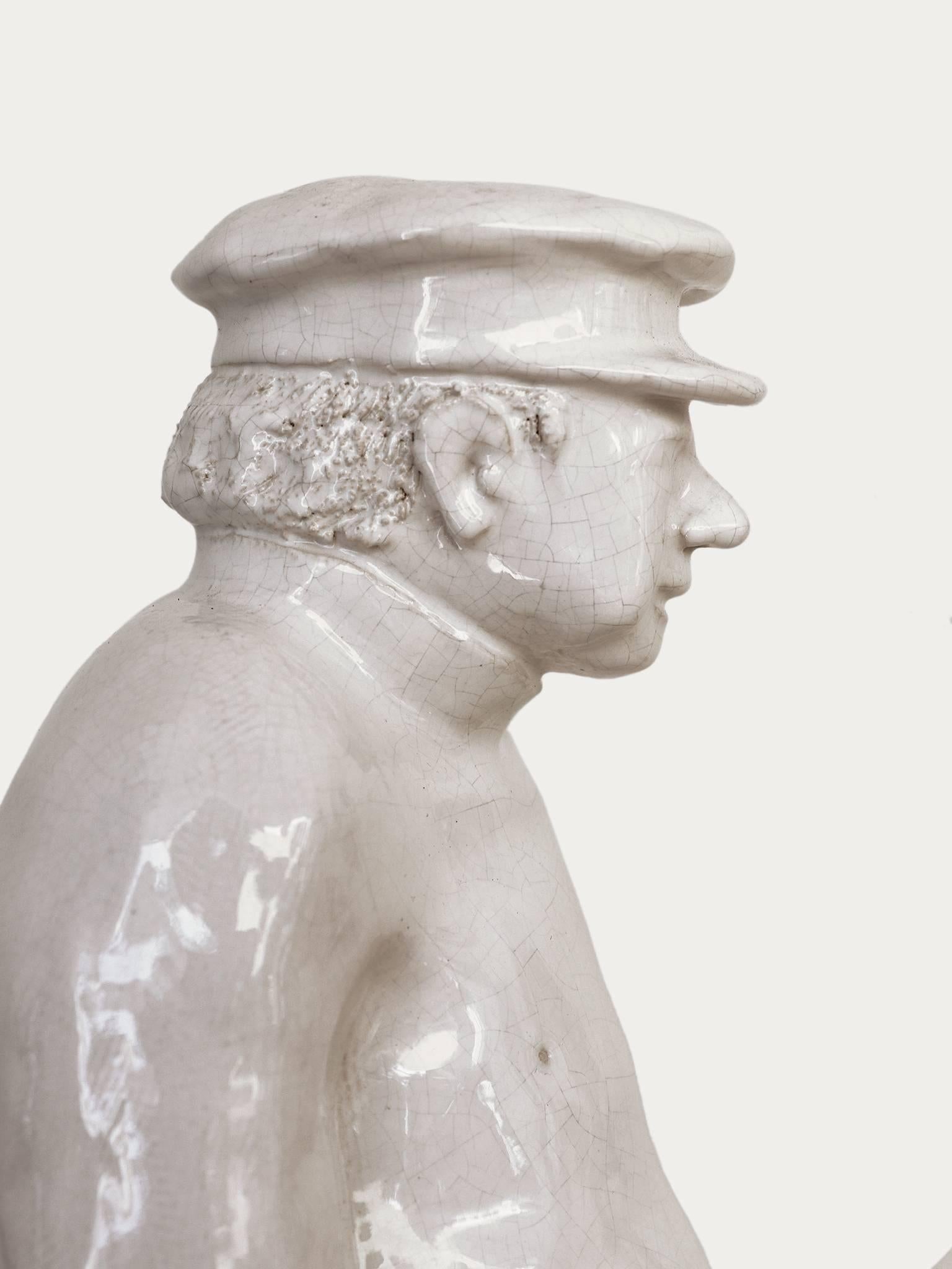 European Unique White Art Deco Craquelé Sculpture For Sale