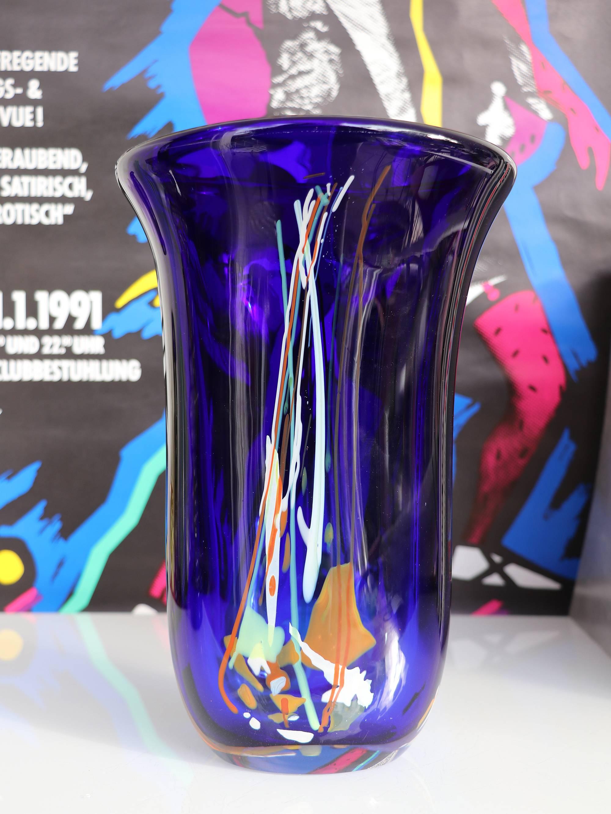 large blue glass vases