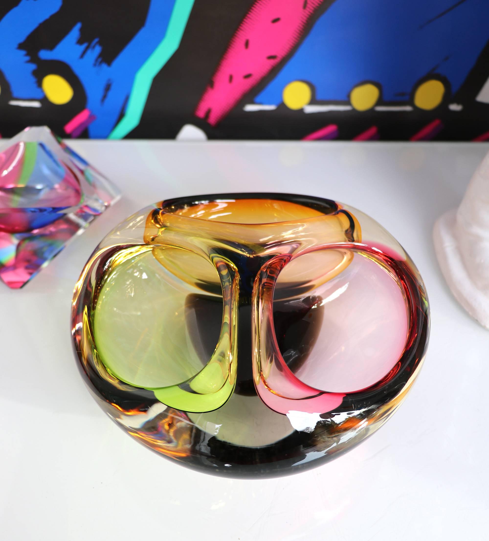 Mid-Century Modern Murano Glass Three-Section Bowl, 1960s For Sale