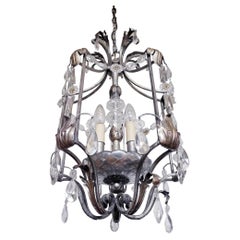 Lampadario fiorentino Lanterna in cristallo e ferro battuto di BF Art, Italia