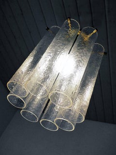 1960 Italy Tronchi Flush Mount Ceiling Light Murano Glass & Brass