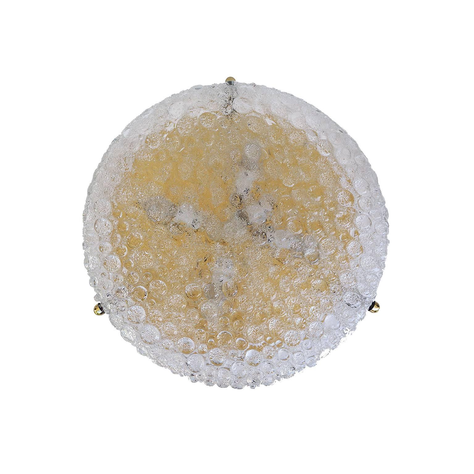 Hand-Crafted Large Murano Bubble Glass Flush Mount Light by Hillebrand, Germany, 1960s