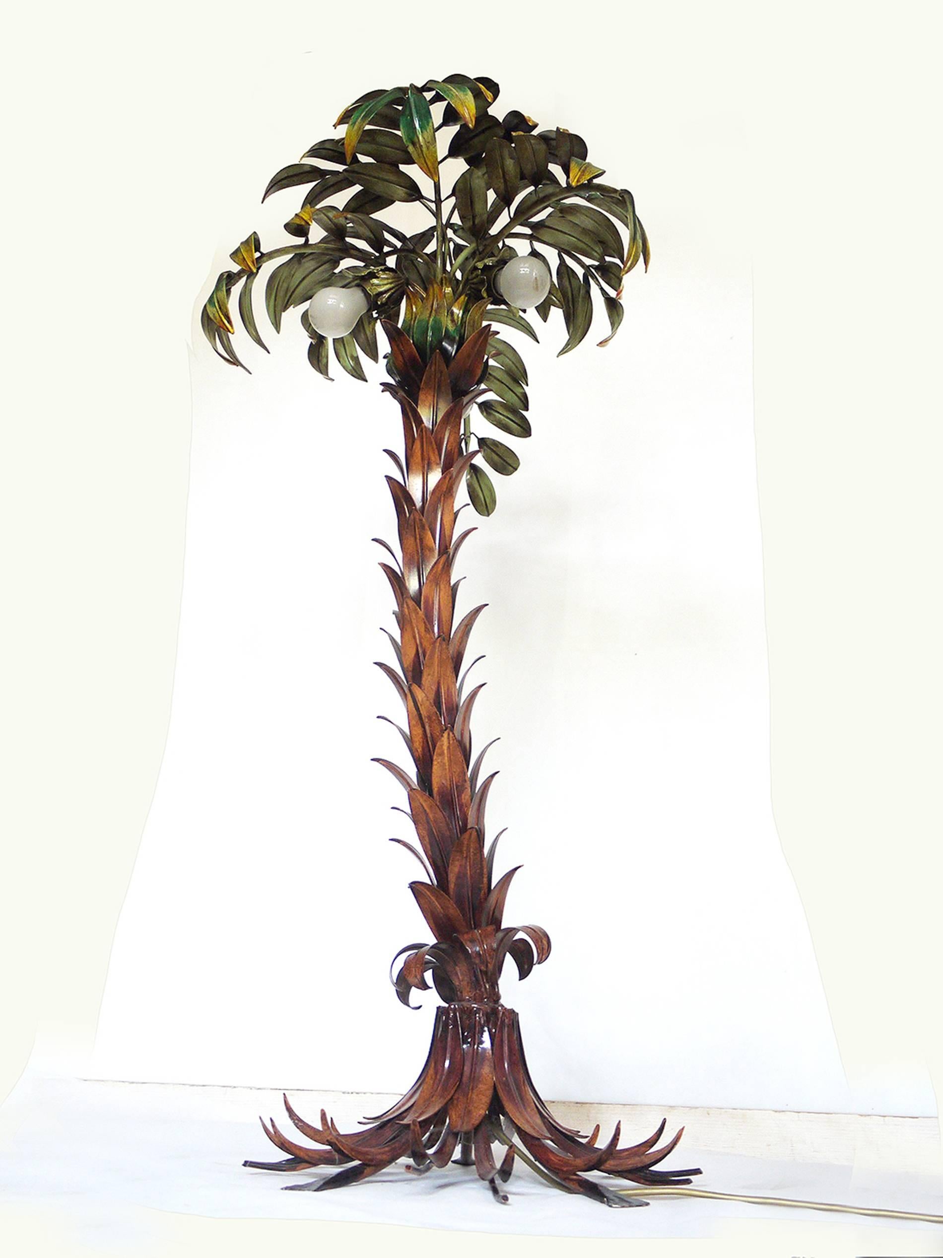 Hand-Crafted Hans Kogl Palm Tree Floor Lamp Limited Edition Polychrome Metal, Germany, 1970s