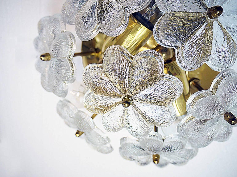 Floral Glass Flush Mount Chandelier by Palme For Sale at 1stdibs