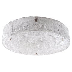 Extra Large 24" Flush Mount Chandelier in vetro di Murano ghiacciato di Kaiser, Germania 1960