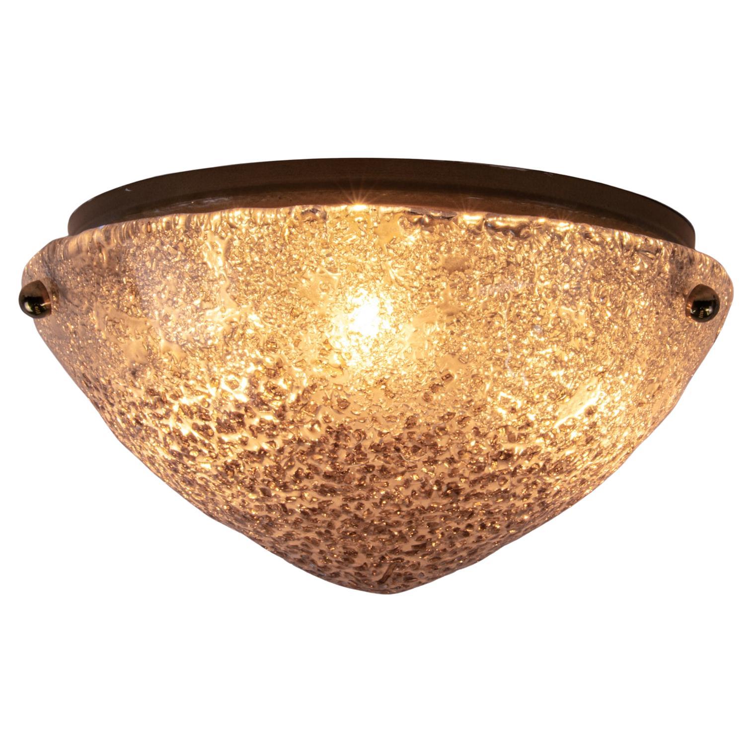 Grande montatura da incasso in vetro e ottone di Murano color ambra di Kaiser, Germania, 1960