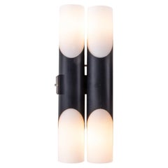 Vintage German Double Glass Wall Light Black & White by Neuhaus 1970, Mint, Boxed as New
