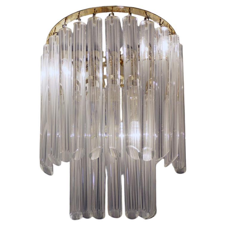 Applique murale Venini, verre de Murano blanc et laiton, Italie, années 1960