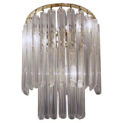 Venini Wandleuchter Weißes Murano Glas & Messing, Italien, 1960er Jahre