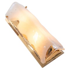 1 'of 2' Large 16" Kalmar Murano Sconce White Glass & Brass by Carlo Nason 1960