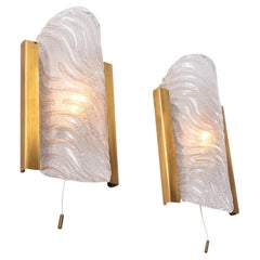 1 'of 2' Pair of Murano Wall Sconces Glass & Brass by Kalmar, Austria 1960s