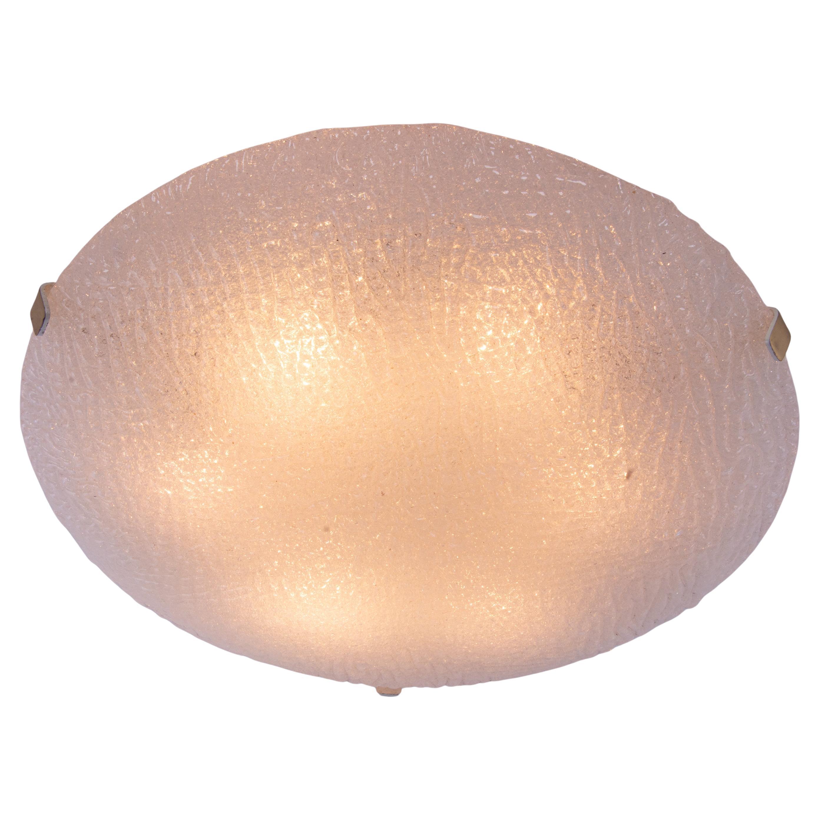 Kalmar Murano Flush Mount Ceiling Light Glass & Brass, Austria, 1960s