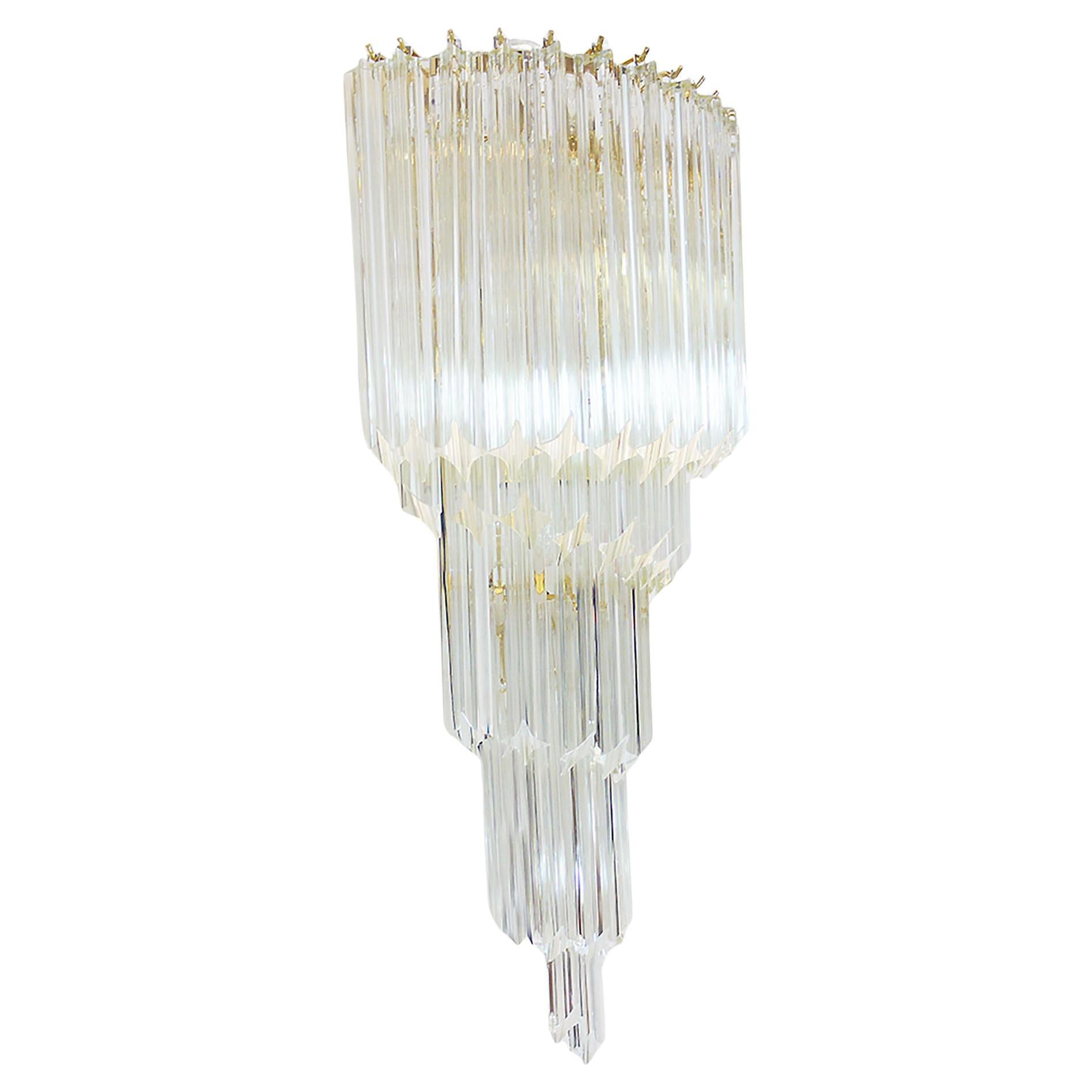 Glamour 31" Murano Quadriedri Wall Sconce Prism & Brass by Venini, Italy, 1970