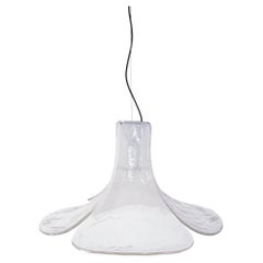 Lampada a sospensione Mazzega Tulip White & Clear Murano Glass di Carlo Nason Italia 1960s