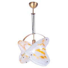 Amber Murano Satellite Chandelier Glass & Brass by Toni Zuccheri, Mazzega, Italy