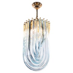 Triedri Curvati Aquamarine Murano Glass Chandelier by Carlo Nason, Venini, Italy