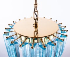 Triedri Curvati Aquamarine Murano Glass Chandelier by Carlo Nason, Venini, Italy