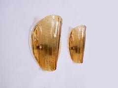 Pair of J.T. Kalmar Amber Murano Wall Sconces Glass & Brass, Austria 1960s