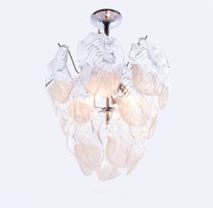 Novaresi Murano Petals Chandelier Glass & Chrome, Italy 1970s