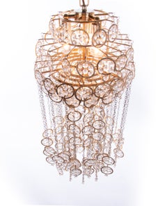 Chandelier with Swarovski Crystals & Brass by Kurt Faustig, Munich