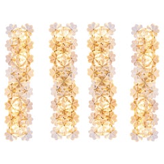 Set of 4 Ernst Palme 28" Wall Sconces Crystal & Brass Palwa Germany 1960
