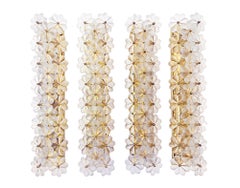 Set of 4 Ernst Palme 28" Wall Sconces Crystal & Brass Palwa Germany 1960