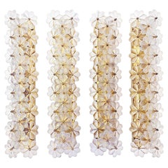 Set of 4 Ernst Palme 28" Wall Sconces Crystal & Brass Palwa Germany 1960