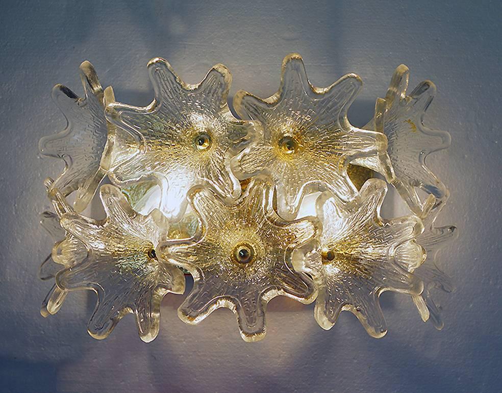 Mid-Century Modern Murano Glass Flower Sputnik Wall Sconces by Venini for VeArt Italy, 1960s