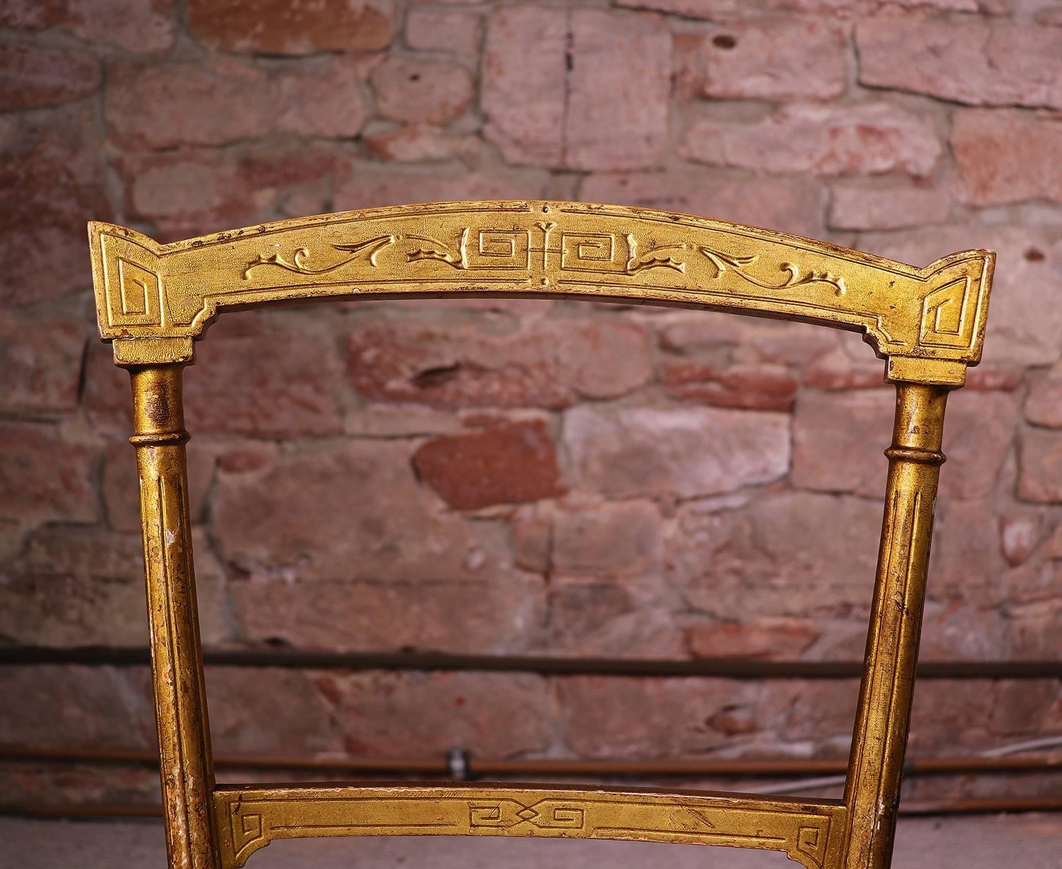 High Victorian Antique Chiavari Giltwood Chair, Italy, 19th Century