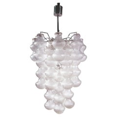 Seguso 40" Chandelier Murano Glass & Chrome by Napoleone Martinuzzi, Italy 1960