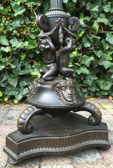 Early 1900's Neo Classical Bronze Floor Lamp w Mercury and Nude Girls Sculptures