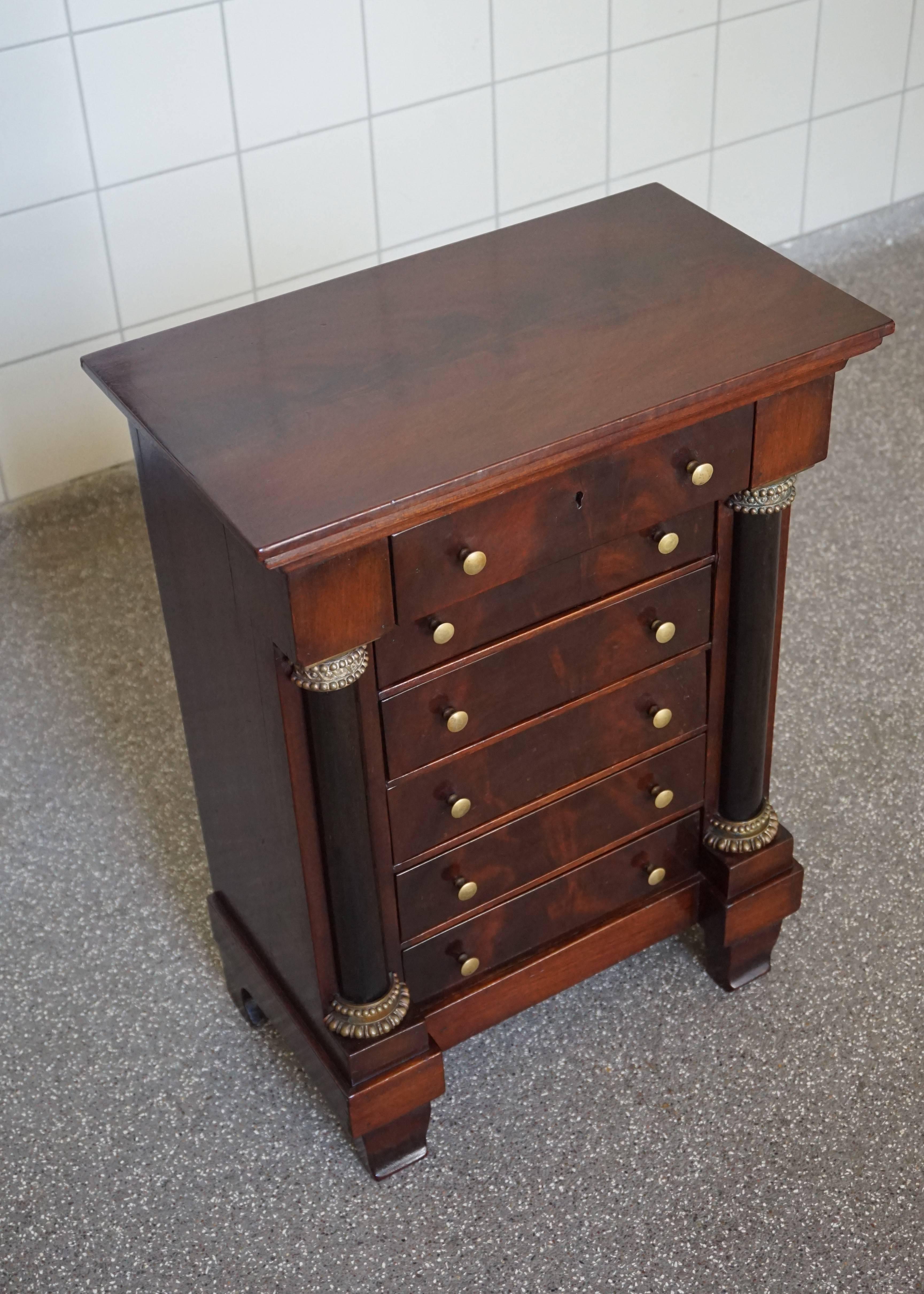 19th Century Nutwood and Bronze Empire Miniature Chiffonier / Chest of Drawers For Sale 5