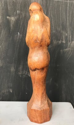 Rare Early 1900s Stylish & Abstract Hand Carved Teakwood Sculpture, Kissing Pair