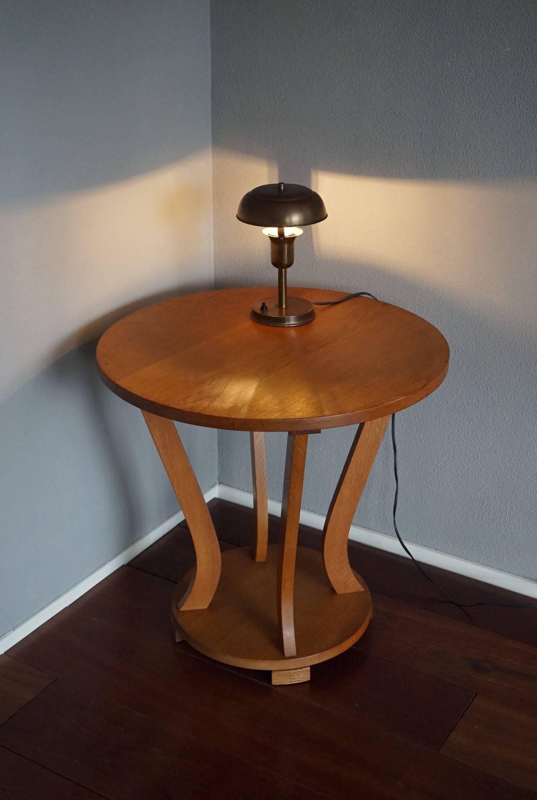 Early 20th Century, Circular Oak Art Deco Coffee Table or Side Table, 1920s 1