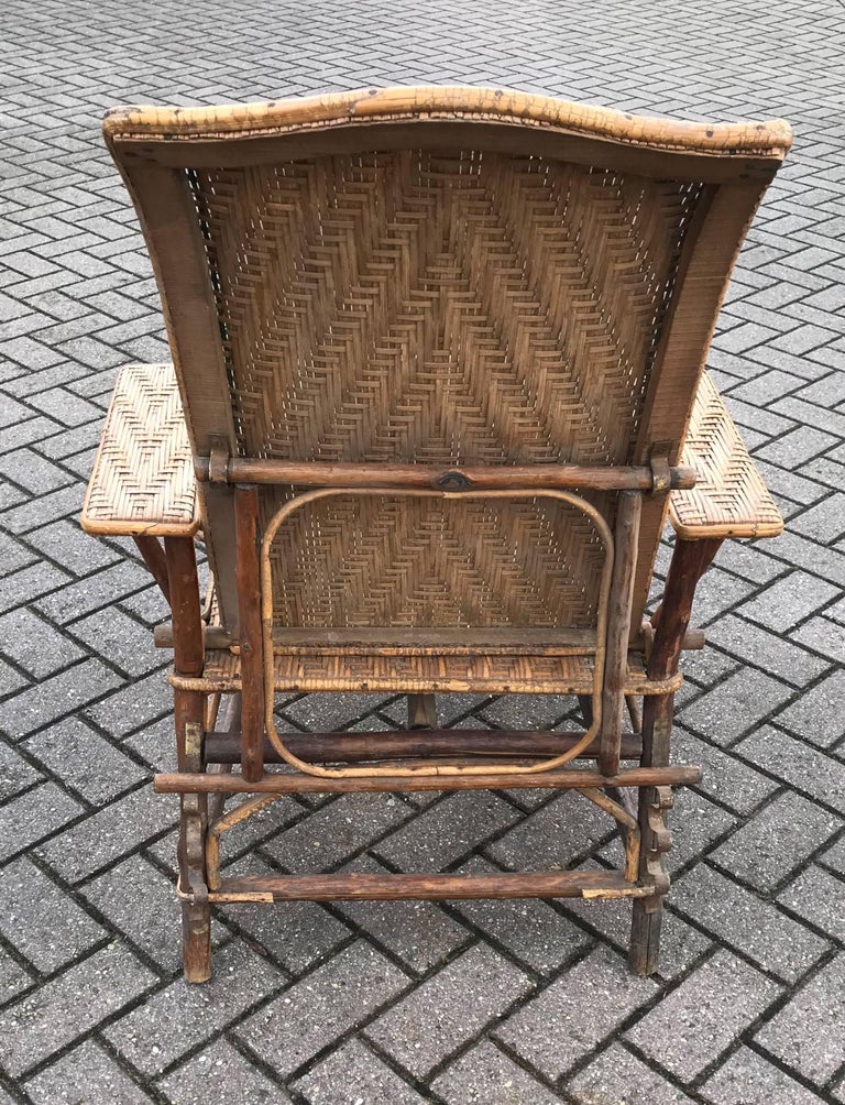 Antique Rattan and Wood Deck Chair or Lounge Chair at 1stDibs