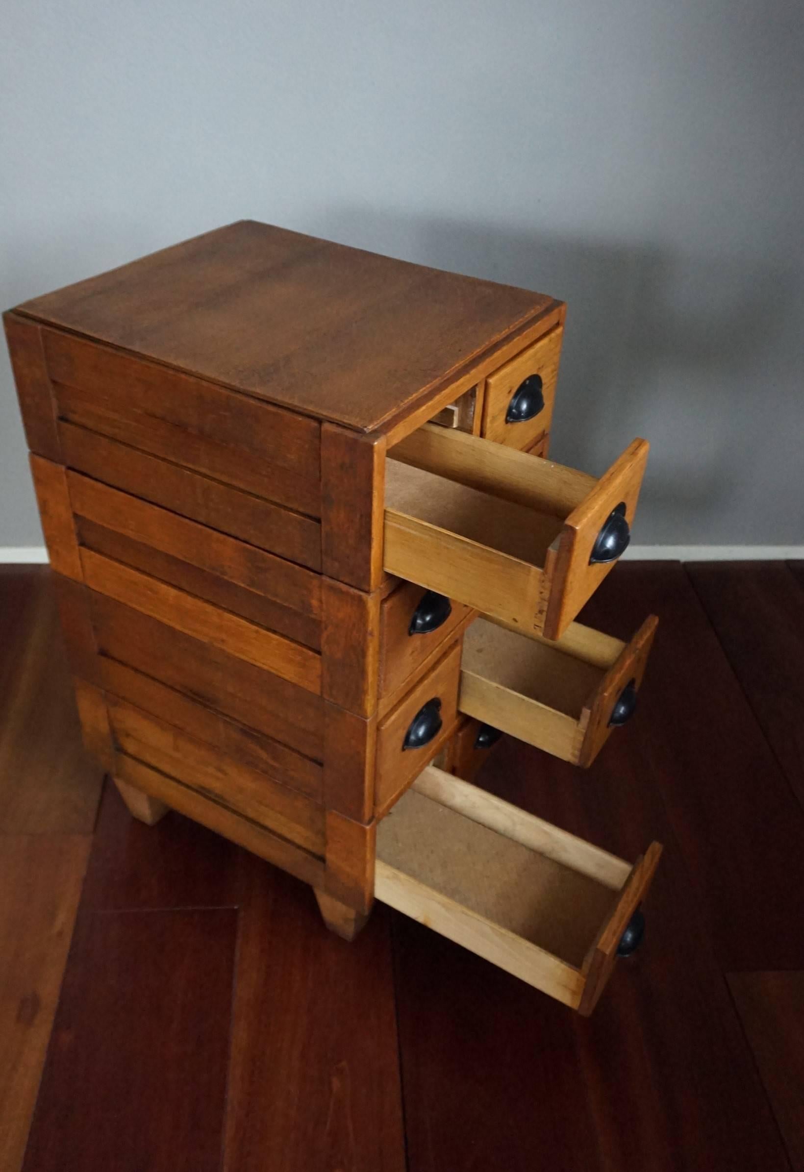 20th Century Early 20h Century Small Chest of Drawers / Art Deco Era Oak Filing Cabinet