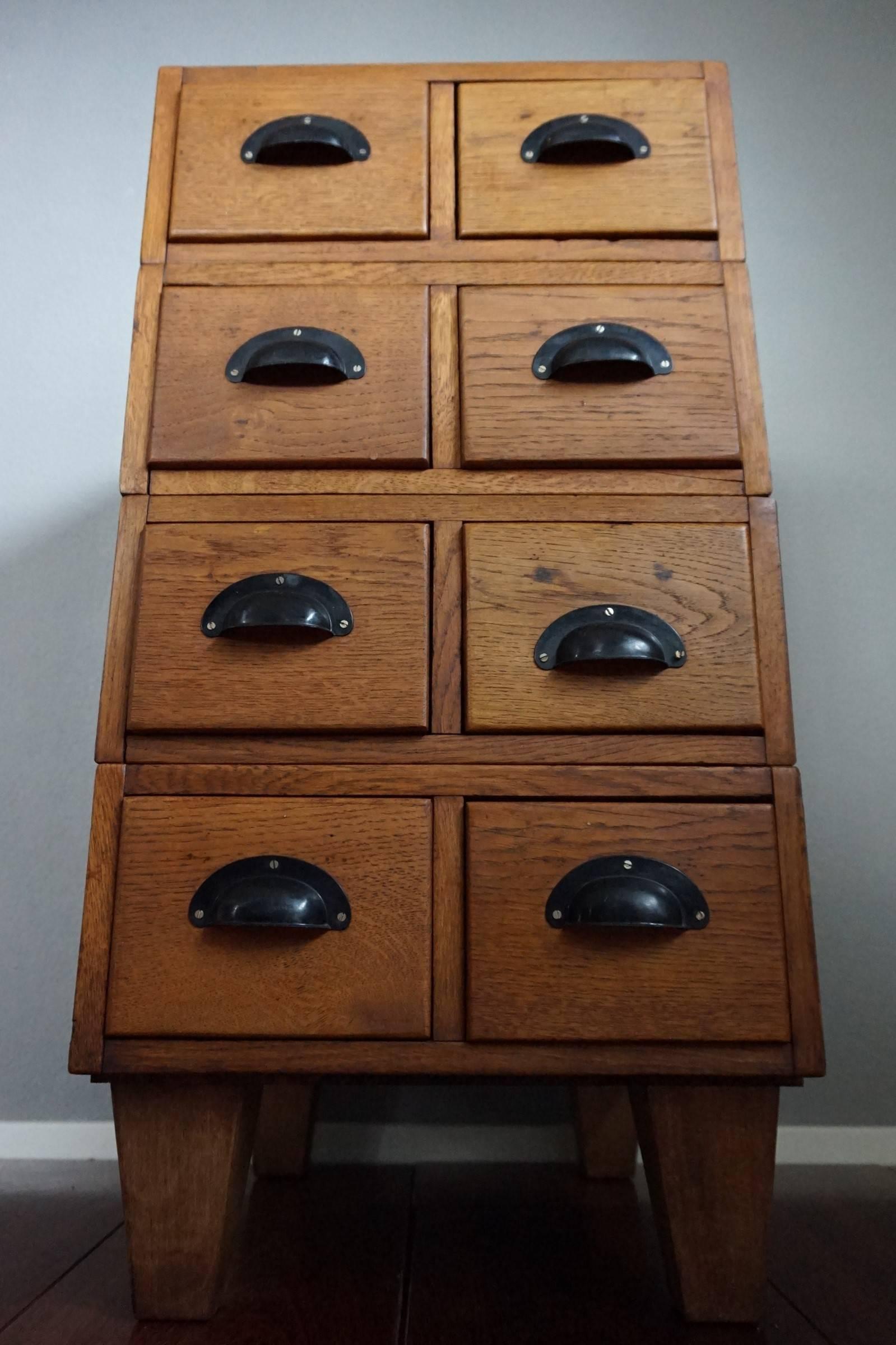 Blackened Early 20h Century Small Chest of Drawers / Art Deco Era Oak Filing Cabinet