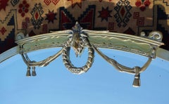 Antique Beveled Oval Mirror in Brass Frame with Brass Goat Head Sculpture & More