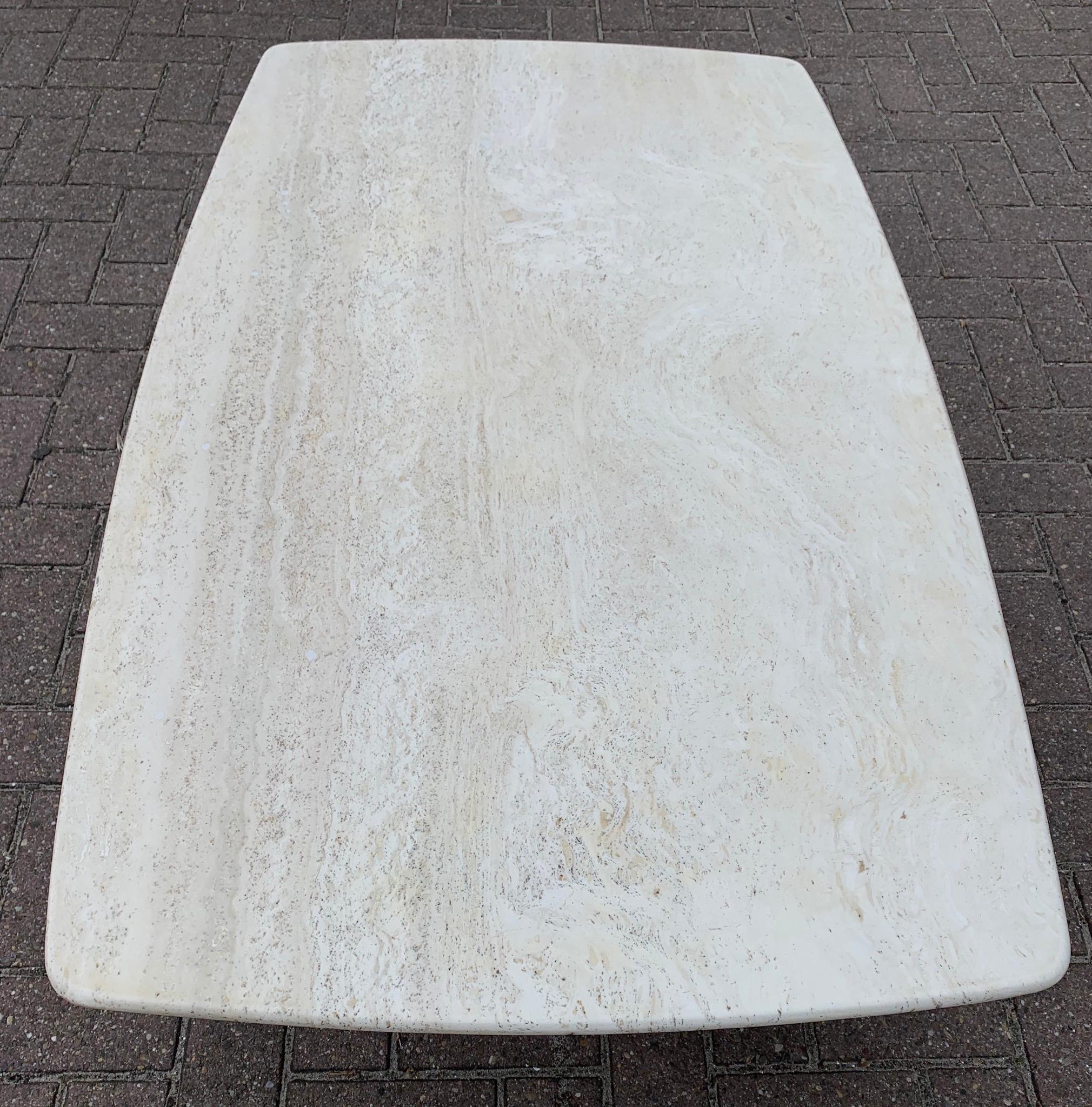 Great Shape Mid-Century Art Deco Style Travertine Coffee or Cocktail Table 4