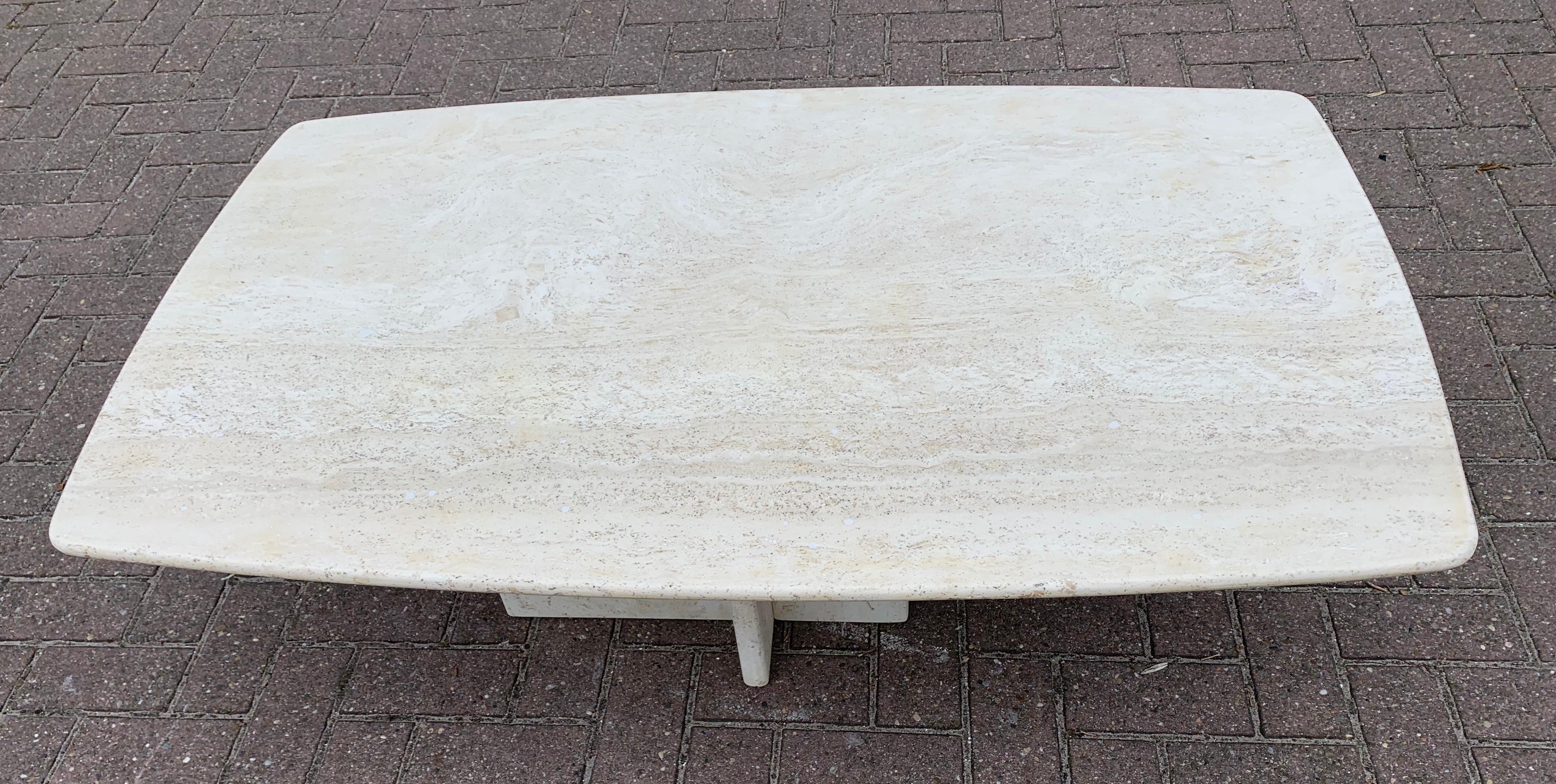 20th Century Great Shape Mid-Century Art Deco Style Travertine Coffee or Cocktail Table