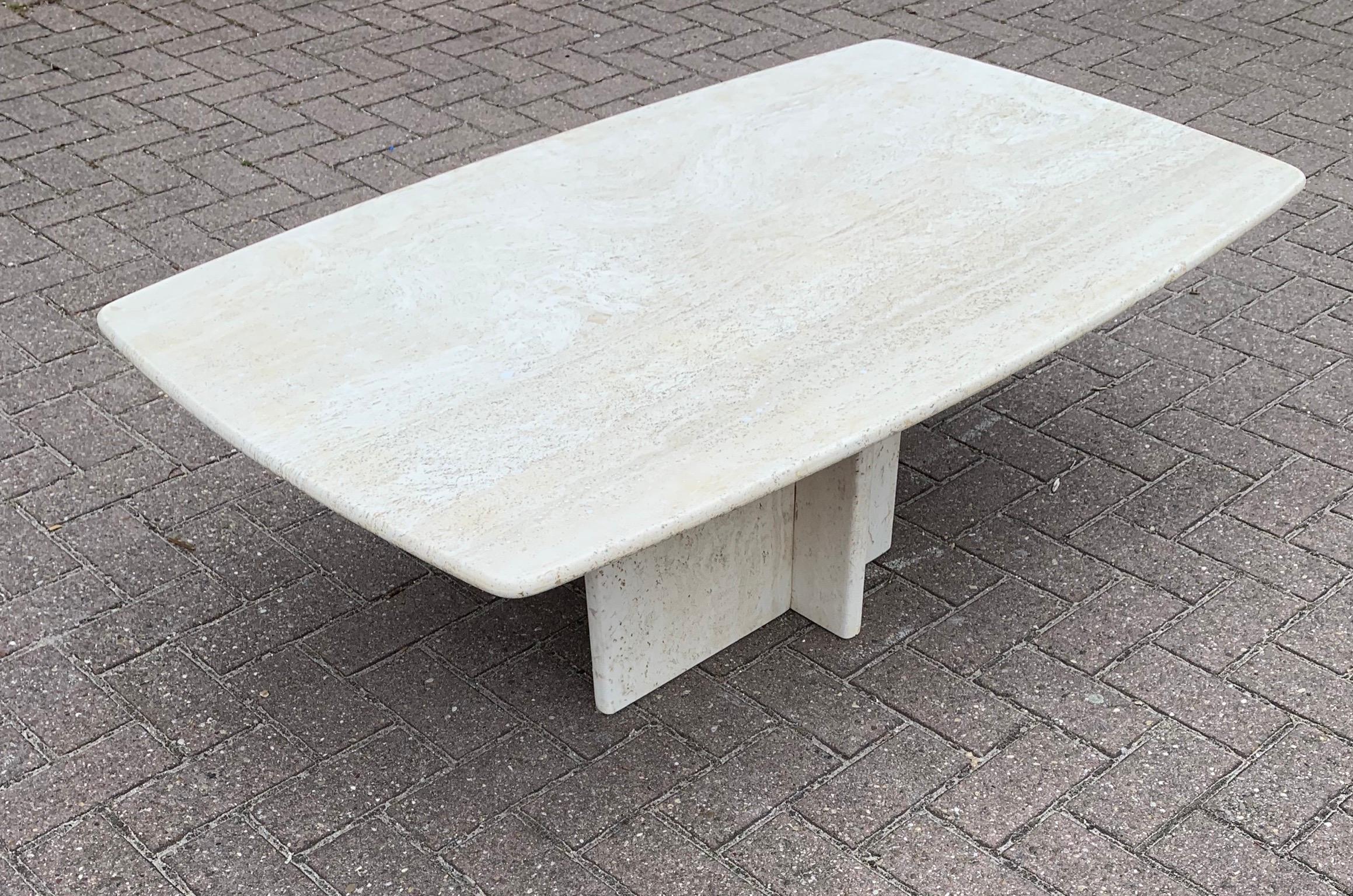 Great Shape Mid-Century Art Deco Style Travertine Coffee or Cocktail Table 11