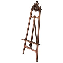 Graceful Antique and All Handcrafted Walnut Floor Easel or Artist Display Stand