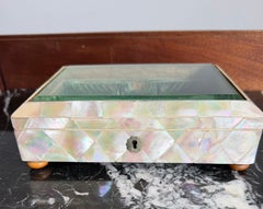 Good Condition and Large Antique Display Box w. Beveled Glass Top