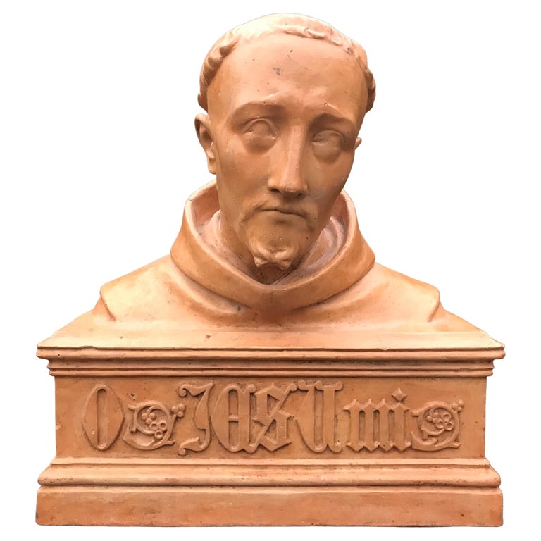 Antique Terracotta Bust Sculpture of G. Gabrieli Italian Composer of O Jesu Mi For Sale