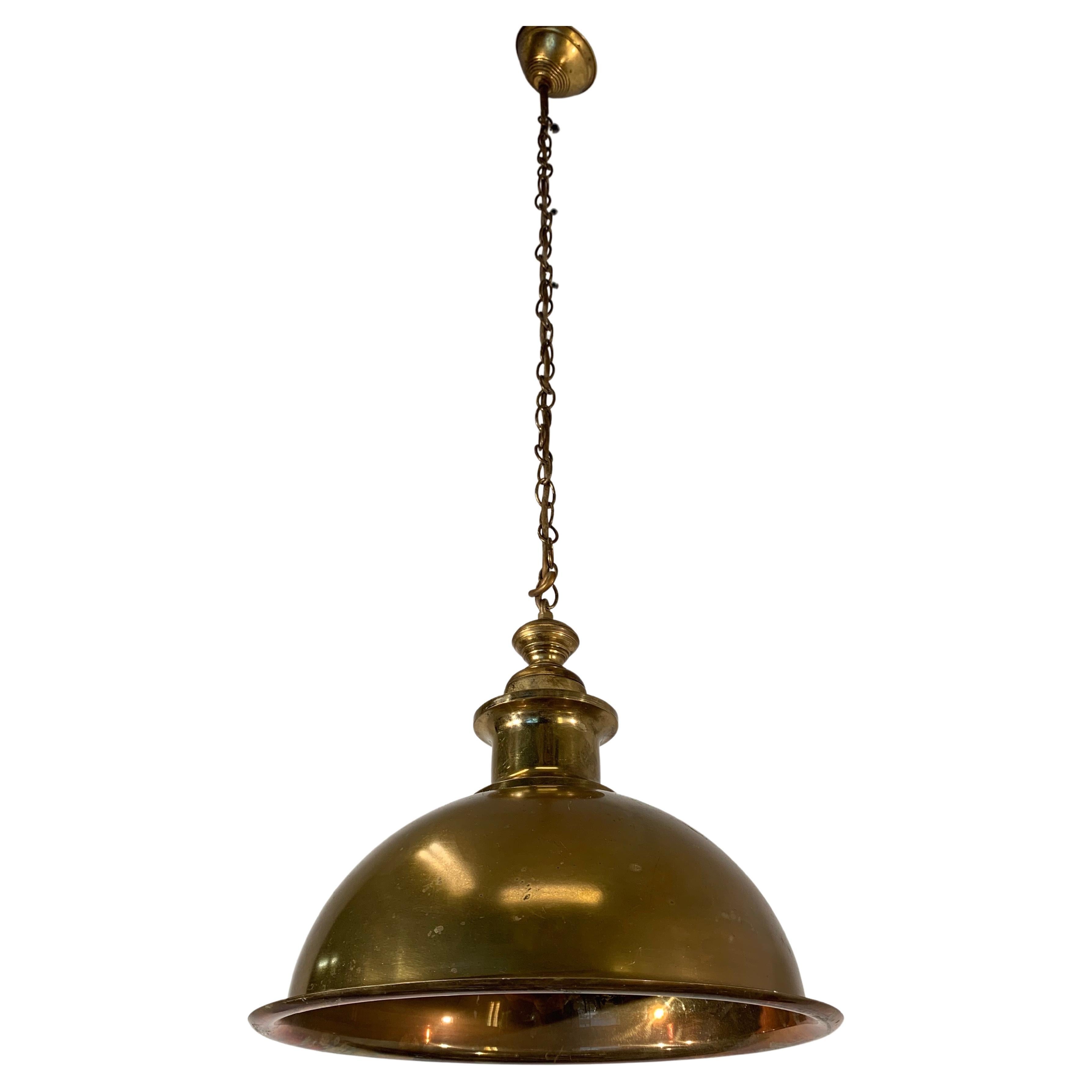 Rare Set of 10 Mid-Century Modern Brass Kitchen, Bar / Restaurant Pendant Lights For Sale