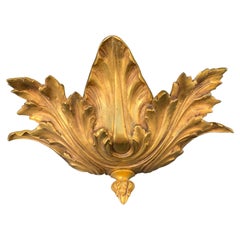 Striking Midcentury Pair of Hollywood Regency Bronze Acanthus Leaf Wall Sconces