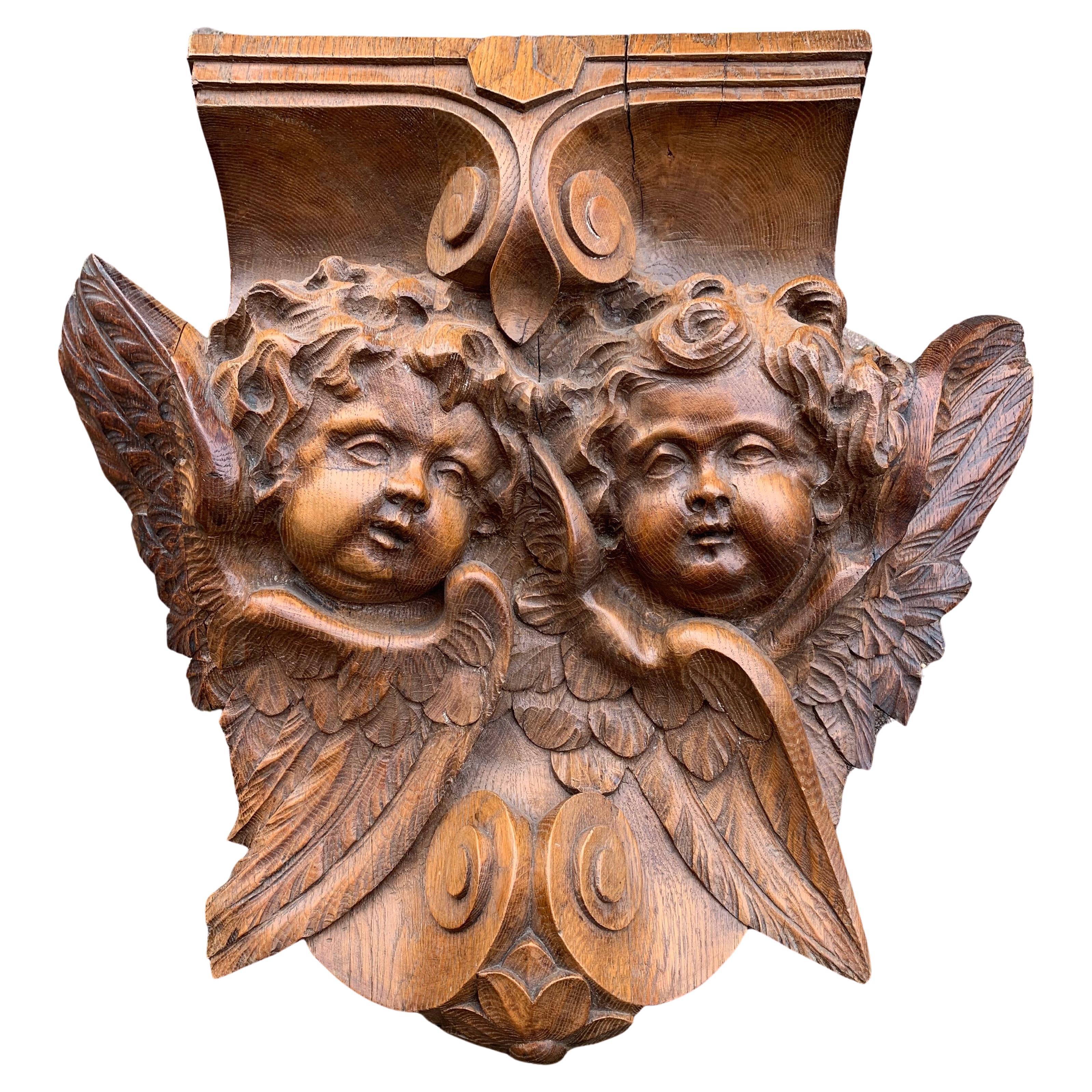 Large & Top Quality Carved Gothic Church Wall Shelf / Bracket Auguste Van Assche