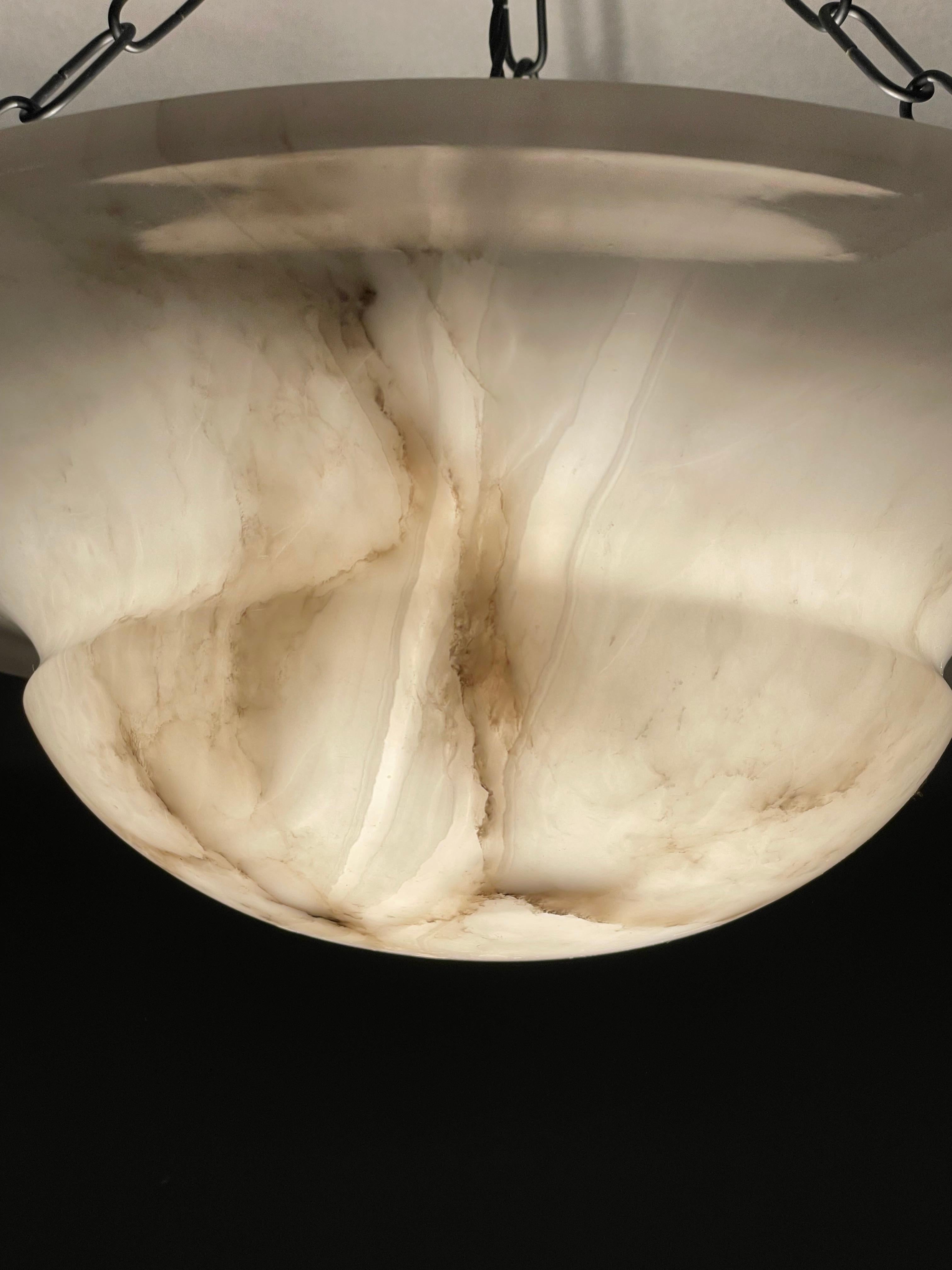 Rare & Striking Design Art Deco Alabaster Pendant / Light Fixture, Early 1900s For Sale 11